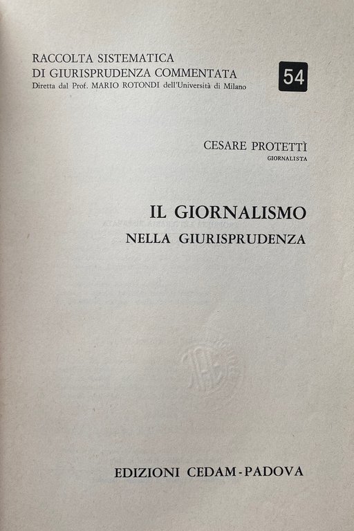 IL GIORNALISMO NELLA GIURISPRUDENZA