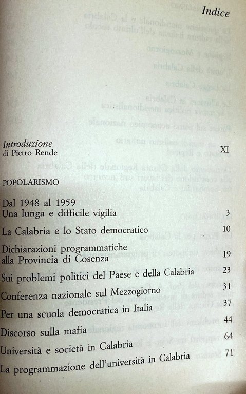 POPOLARISMO, MERIDIONALISMO, REGIONALISMO. A CURA DI PIETRO RENDE