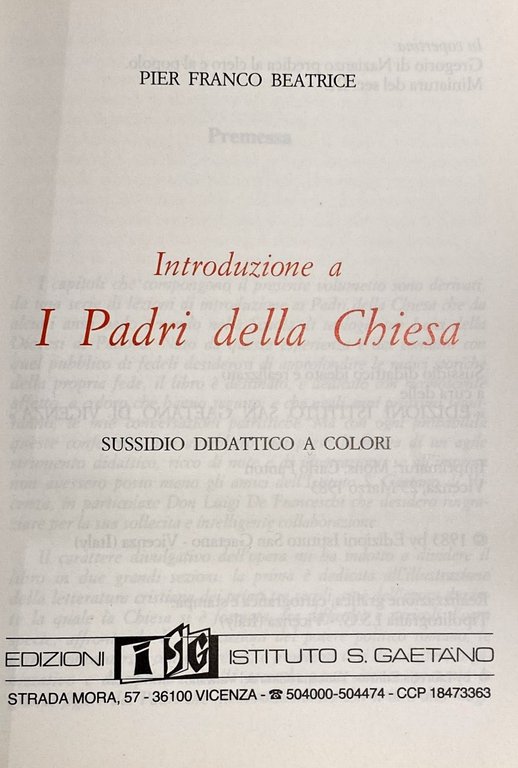 INTRODUZIONE A I PADRI DELLA CHIESA. SUSSIDIO DIDATTICO A COLORI