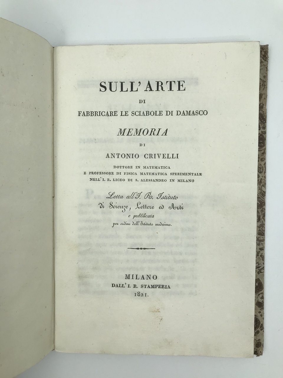 Sull’arte di fabbricare le sciabole di Damasco […].