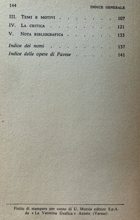 INVITO ALLA LETTURA DI CESARE PAVESE