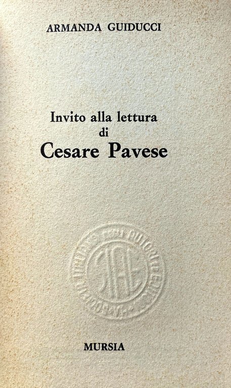 INVITO ALLA LETTURA DI CESARE PAVESE