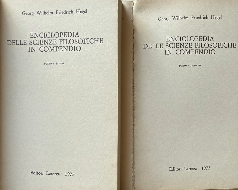 ENCICLOPEDIA DELLE SCIENZE FILOSOFICHE IN COMPENDIO. (COMPLETA VOLUMI 1-2)