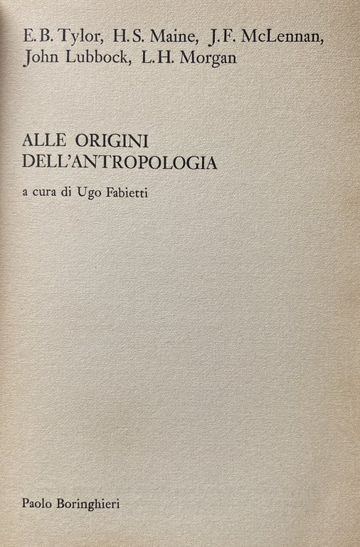 ALLE ORIGINI DELL'ANTROPOLOGIA