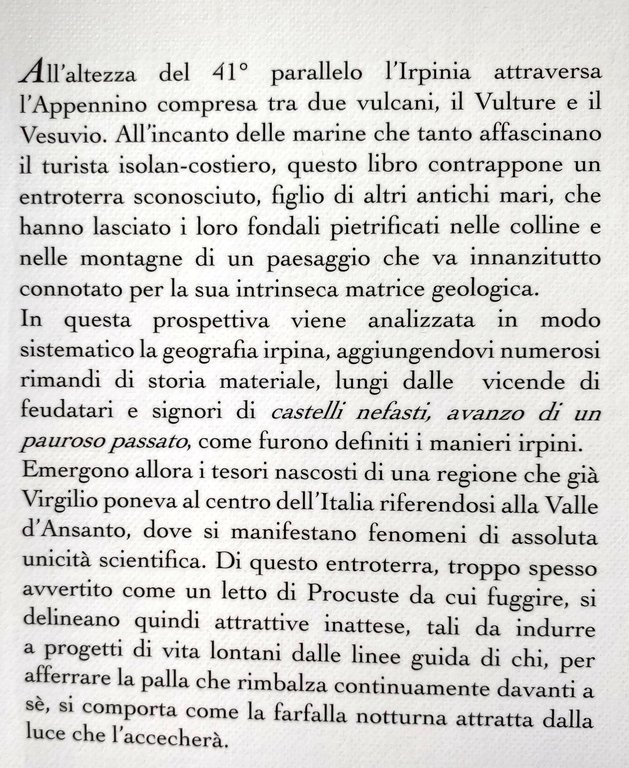 IRPINIA OMBELICO D'ITALIA. GEOGRAFIA GEOLOGICA, TERRITORI, ITINERARI