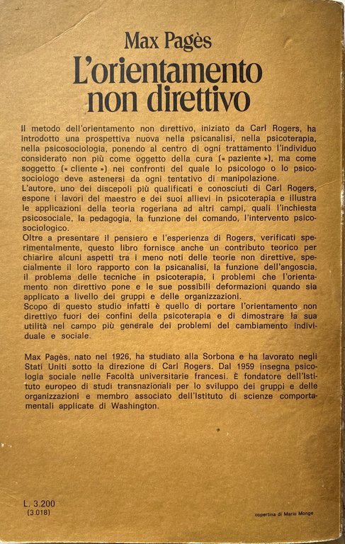 L'ORIENTAMENTO NON DIRETTIVO IN PSICOTERAPIA E IN PSICOLOGIA SOCIALE