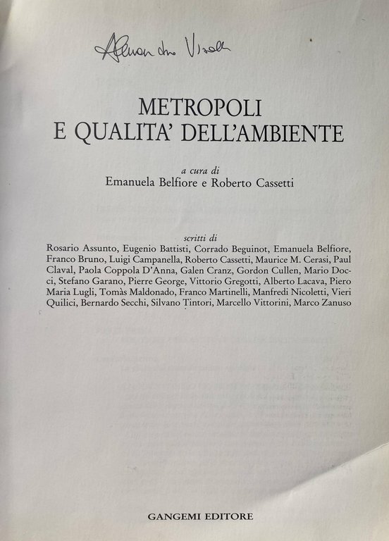 METROPOLI E QUALITÀ DELL'AMBIENTE