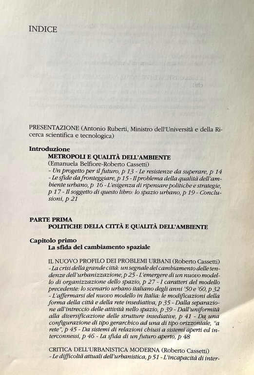 METROPOLI E QUALITÀ DELL'AMBIENTE