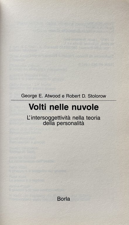 VOLTI NELLE NUVOLE. L'INTERSOGGETTIVITÀ NELLA TEORIA DELLA PERSONALITÀ