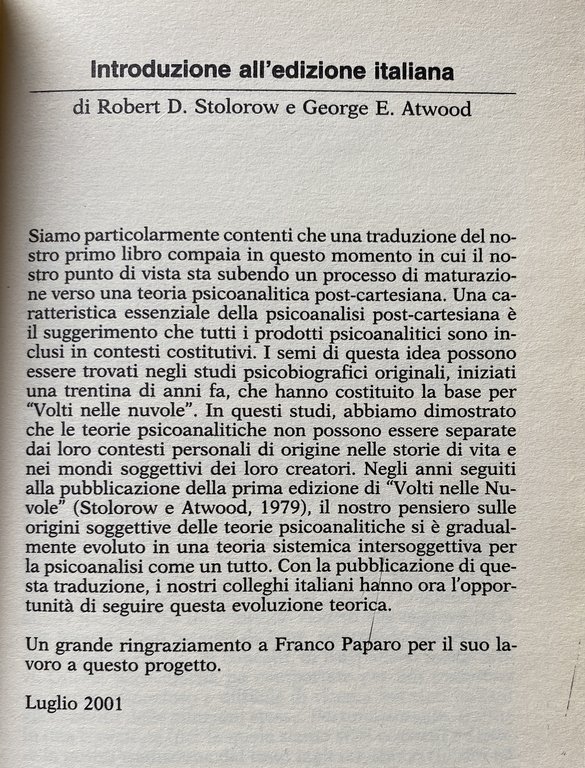 VOLTI NELLE NUVOLE. L'INTERSOGGETTIVITÀ NELLA TEORIA DELLA PERSONALITÀ