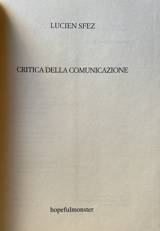 CRITICA DELLA COMUNICAZIONE