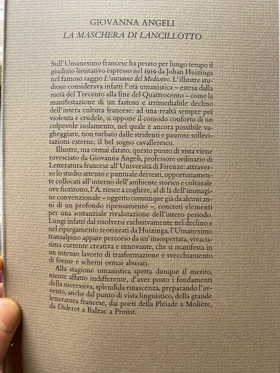 LA MASCHERA DI LANCILLOTTO. STUDI SUL QUATTROCENTO LETTERARIO FRANCESE