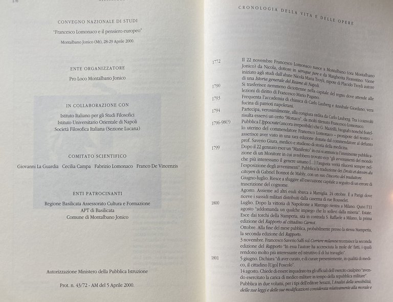 LA MISURA DELLO SGUARDO. FRANCESCO LOMONACO E IL PENSIERO EUROPEO