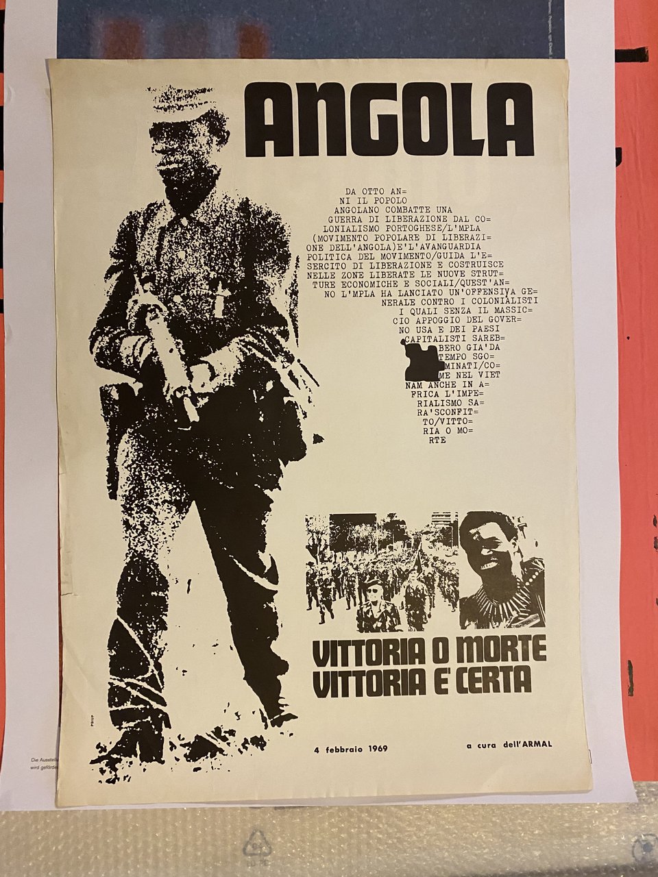 Manifesto / Poster 70 x 50 cm. Angola Vittoria o …