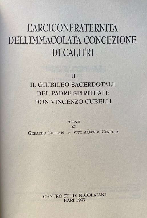 L'ARCICONFRATERNITA DELL'IMMACOLATA CONCEZIONE DI CALITRI. STUDI SULLA STORIA E LA …