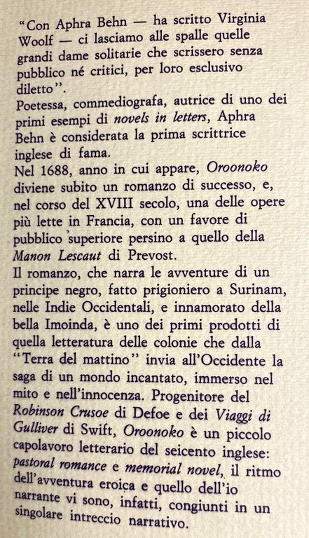 OROONOKO. LO SCHIAVO REALE A CURA DI ANNAMARIA LAMARRA