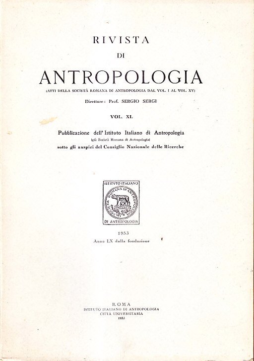 RIVISTA DI ANTROPOLOGIA VOLUME XL - ATTI DELLA SOCIETA' ROMANA …