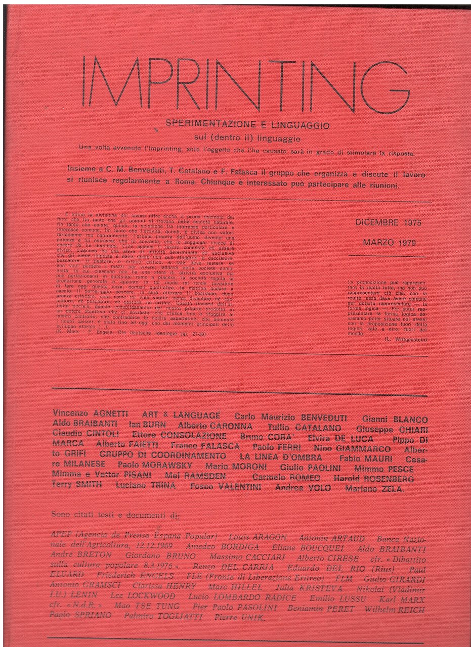 IMPRINTING SPERIMENTAZIONE E LINGUAGGIO SUL (DENTRO) IL LINGUAGGIO