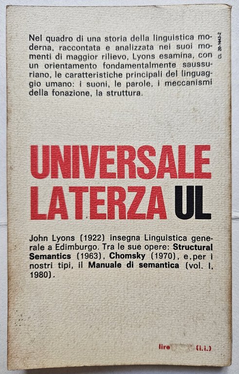 Introduzione alla linguistica teorica. I. Il linguaggio.