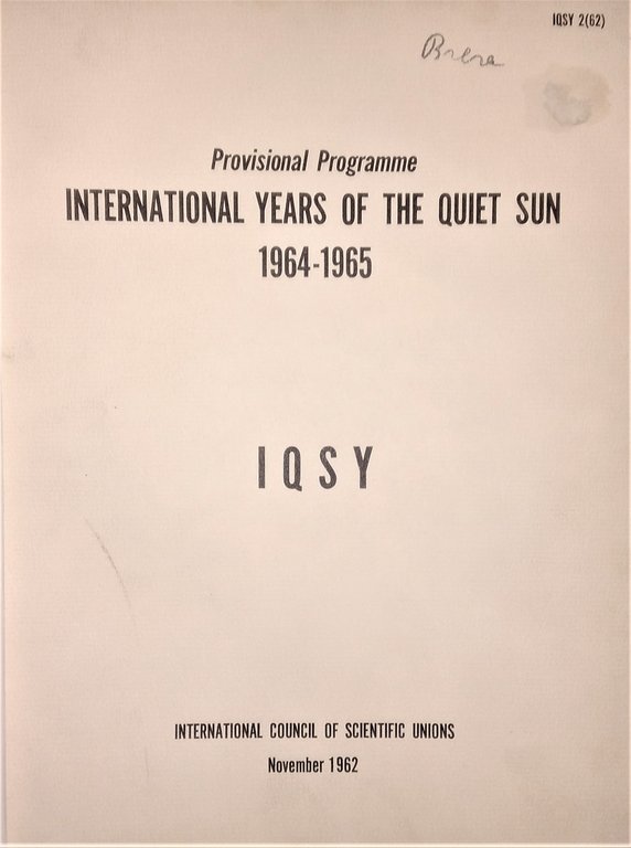 Provisional Programme International Years of the Quiet Sun. I Q …