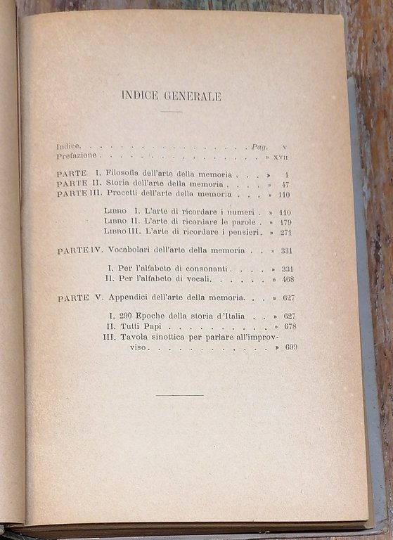 L'arte della memoria. Filosofia - Storia - Precetti - Appendici.