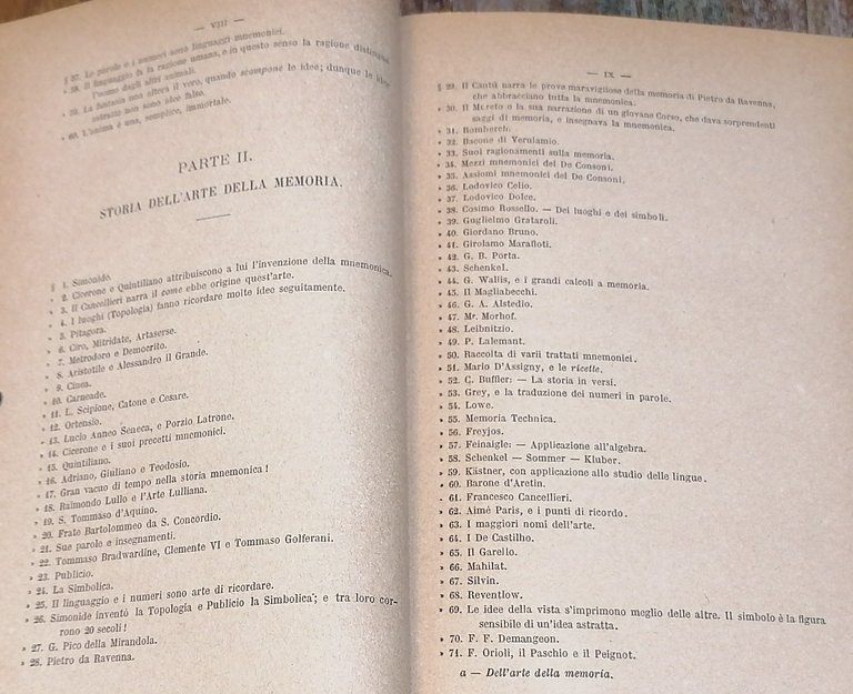 L'arte della memoria. Filosofia - Storia - Precetti - Appendici.