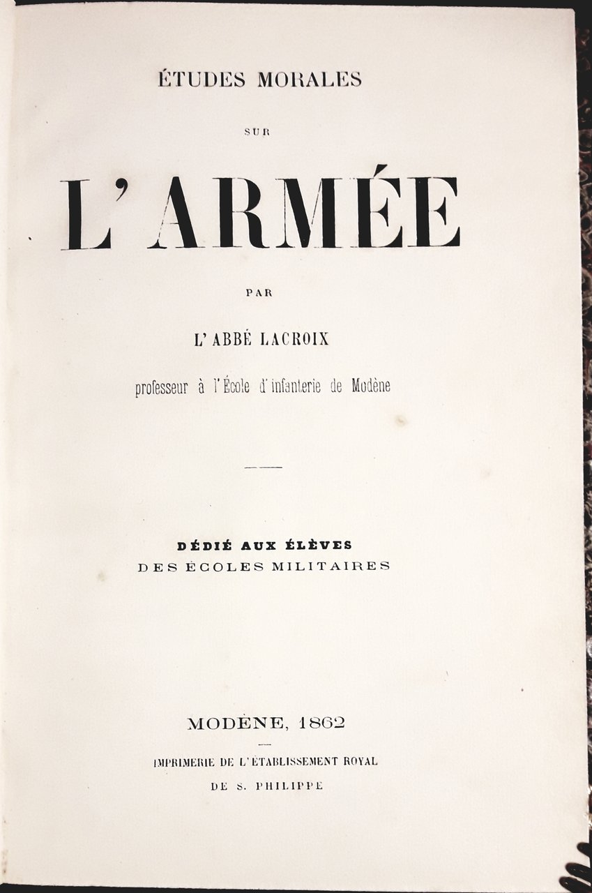 Etudes morales sur l'armée