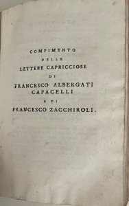 Lettere piacevoli se piaceranno dell’Abate Compagnoni e di Francesco Albergati …