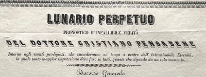 LUNARIO Perpetuo. Pronostico d’infallibile verità del Dottore Cristiano Pensabene intorno …