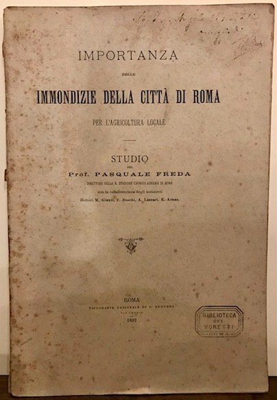 Importanza delle immondizie della città di Roma per l’agricoltura locale.