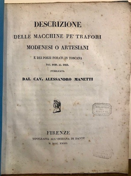 Descrizione delle macchine pe’ trafori modenesi o artesiani e dei …