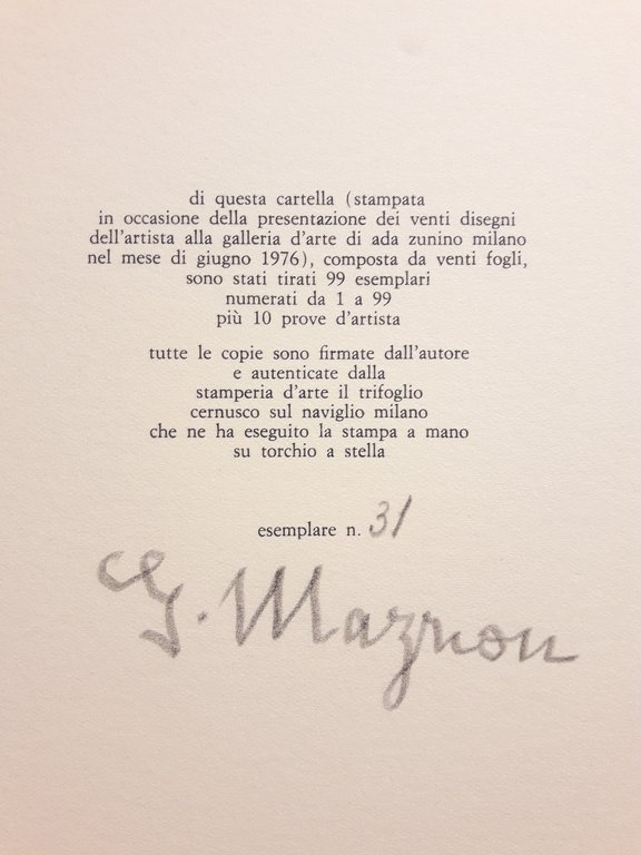 Venti disegni del 1968 e una poesia inedita