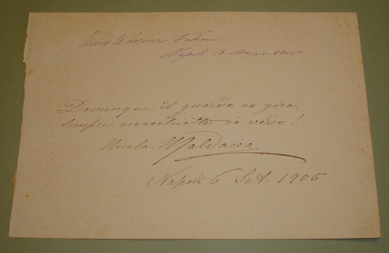 Pagina d'album autografa firmata. 1905.