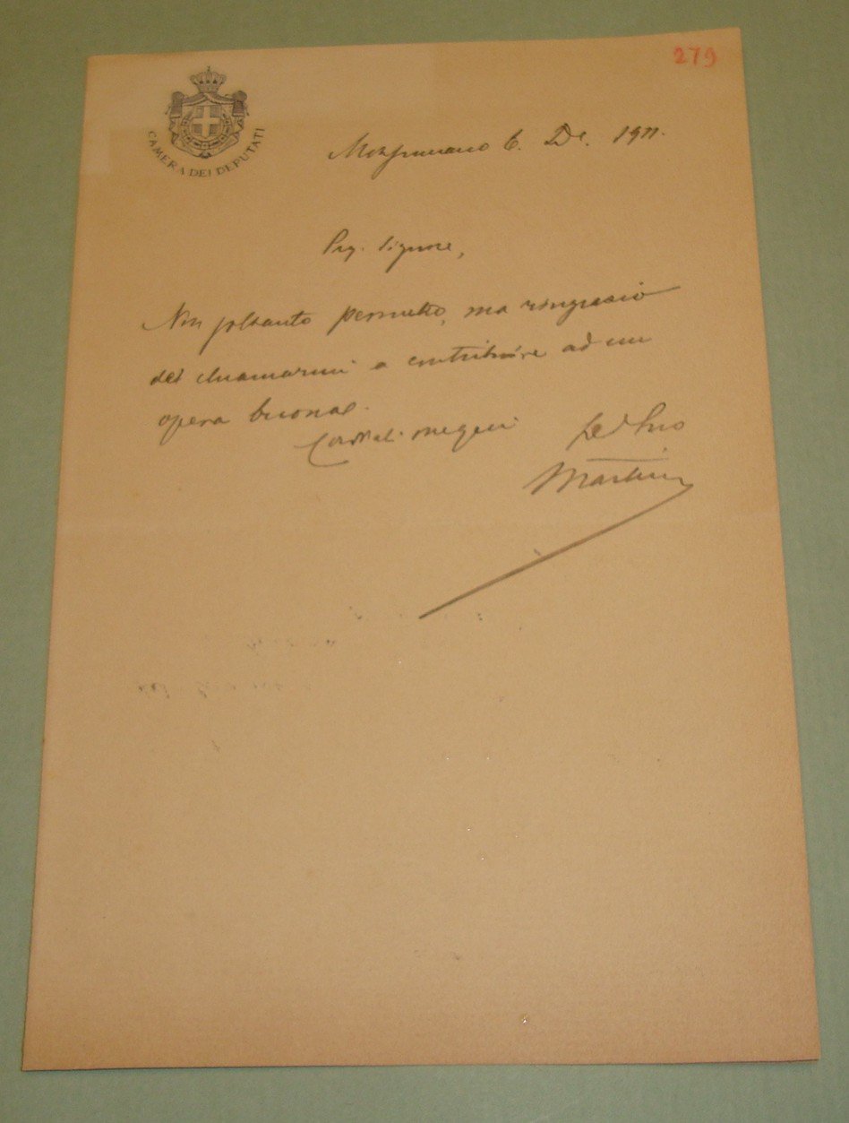 Lettera autografa firmata, 6 dicembre 1911.