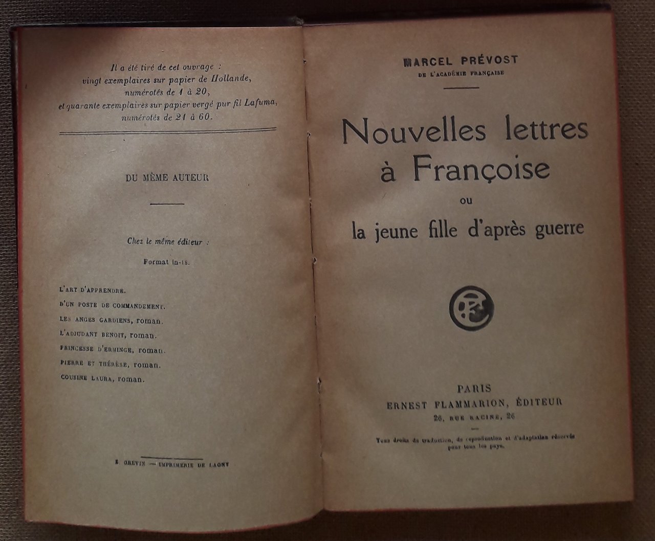 Nouvelles lettres à Françoise ou la jeune fille d'après guerre