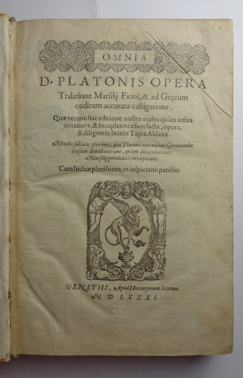 OMNIA D. PLATONIS OPERA tralatione Marsili Ficini, et Graecum codicem …