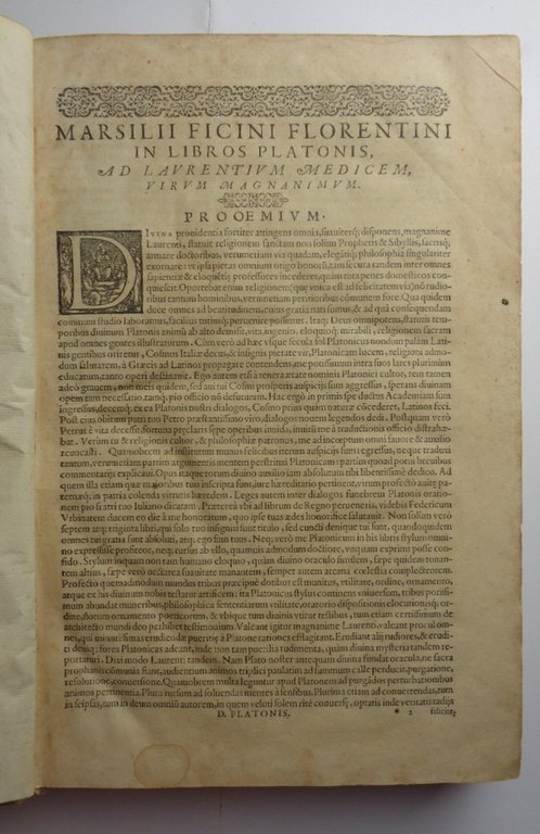OMNIA D. PLATONIS OPERA tralatione Marsili Ficini, et Graecum codicem …