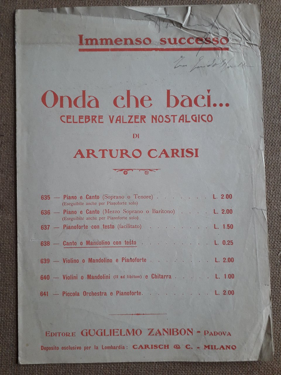 Onda che baci… Celebre Valzer nostalgico per violino o mandolino