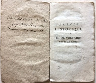 Précis Historique sur M. de VOLTAIRE.