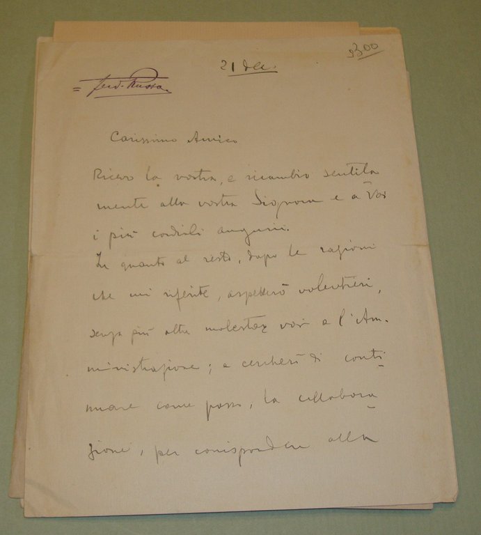 Corrispondenza autografa firmata, circa cinquanta pagine. 1914-1925.