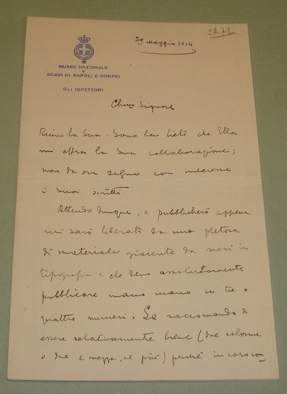 Corrispondenza autografa firmata, circa cinquanta pagine. 1914-1925.