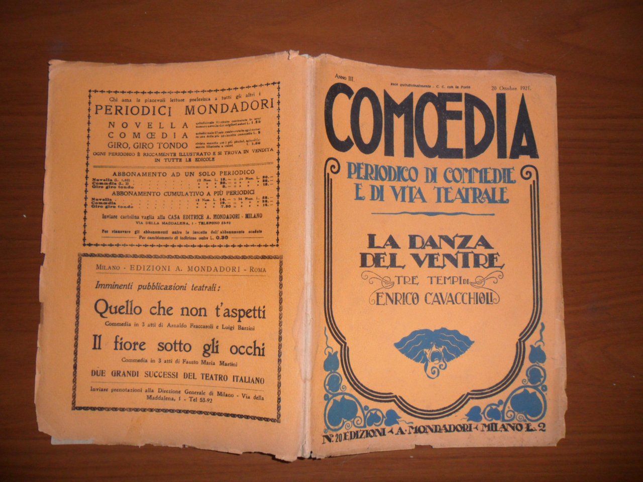 COMOEDIA periodico di commedie e di vita teatrale (anno III …