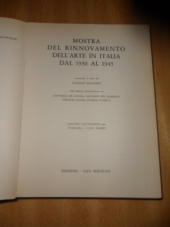 catalogo mostra del rinnovamento dell'arte in Italia dal 1930 al …