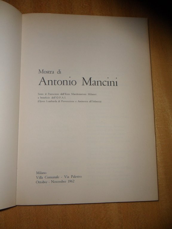 ANTONIO MANCINI, catalogo mostra delle opere