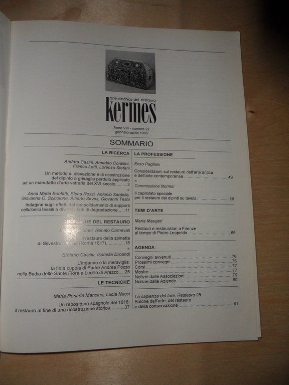 rivista KERMES n. 22 - arte e tecnica del restauro