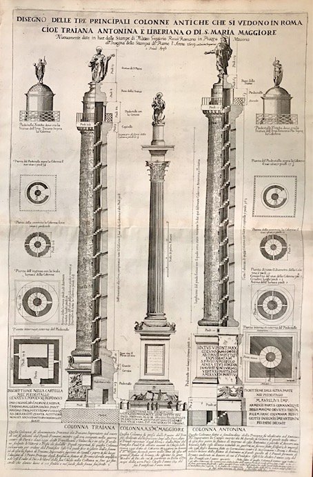 Disegno delle tre principali colonne antiche che si vedono in …