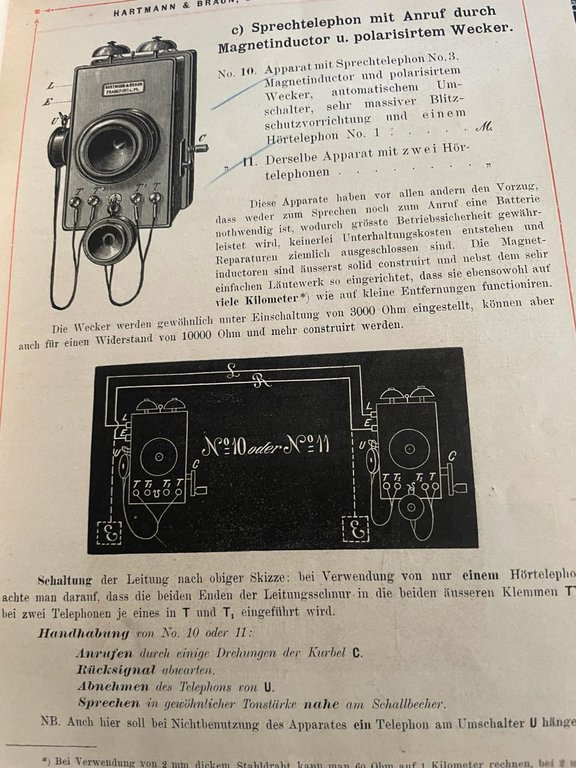 Verzeichniss uber Telephone mit abbildungen undschalteskizzen von Hartmann & Braun …