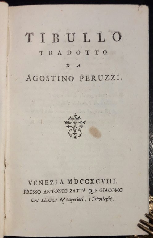 Tibullo tradotto da Agostino Peruzzi