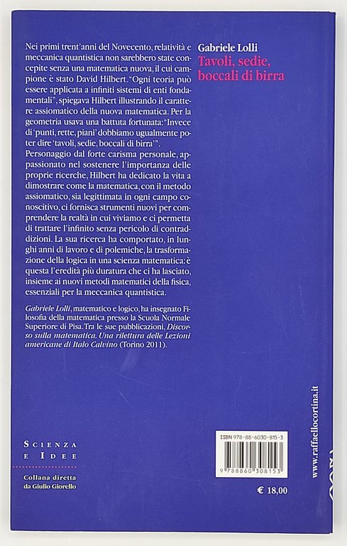 Tavoli, sedie, boccali di birra. David Hilbert e la matematica …