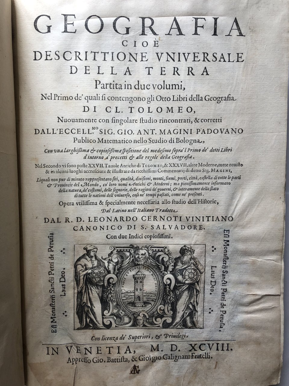 GEOGRAFIA CIOE’ DESCRITTIONE DELLA TERRA PARTITA IN DUE VOLUMI, NEL …